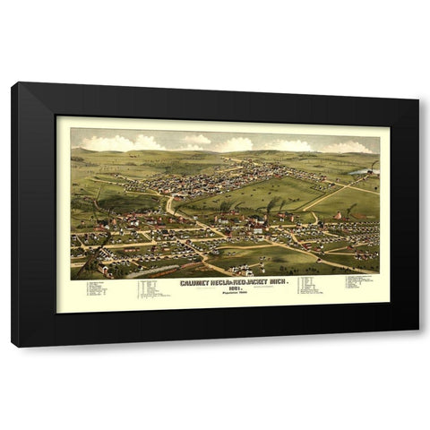 Calumet Hecla Red Jacket Michigan - Stoner 1881 Black Modern Wood Framed Art Print by Stoner