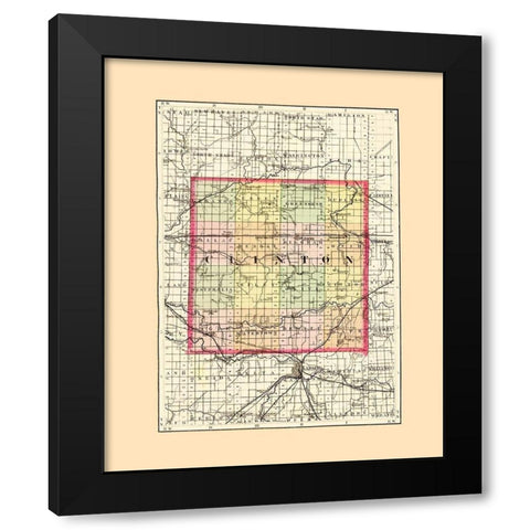 Clinton Michigan - Walling 1873 Black Modern Wood Framed Art Print by Walling