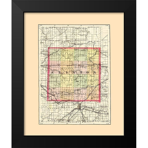 Clinton Michigan - Walling 1873 Black Modern Wood Framed Art Print by Walling