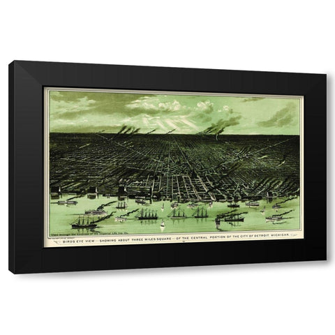 Detroit Central Michigan - Calvert 1898 Black Modern Wood Framed Art Print by Calvert