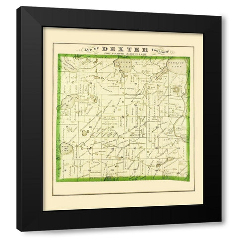 Dexter Michigan Landowner - Everts 1874 Black Modern Wood Framed Art Print with Double Matting by Everts