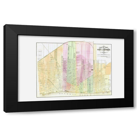 Detroit Michigan Plat - Calvert 1873 Black Modern Wood Framed Art Print by Calvert