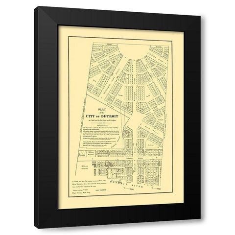 Detroit Michigan Territory Plat - Farmer 1831 Black Modern Wood Framed Art Print by Farmer