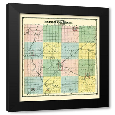 Eaton Michigan - Bullock 1873 Black Modern Wood Framed Art Print by Bullock