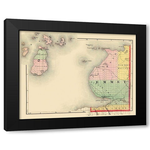 Emmet Michigan - Walling 1873 Black Modern Wood Framed Art Print by Walling