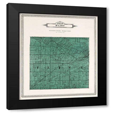 Flint Michigan Landowner - Day 1899 Black Modern Wood Framed Art Print with Double Matting by Day