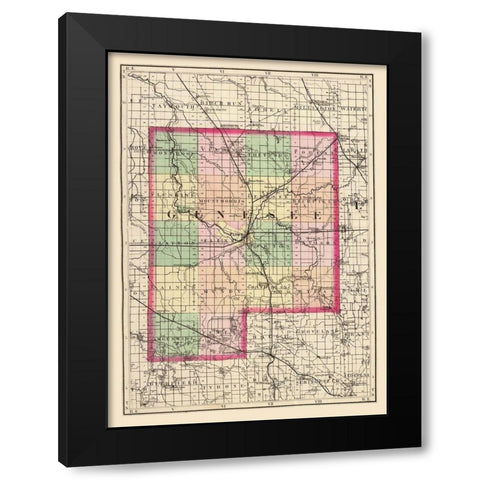 Genesee Michigan - Walling 1873 Black Modern Wood Framed Art Print by Walling