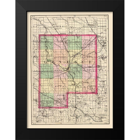 Genesee Michigan - Walling 1873 Black Modern Wood Framed Art Print by Walling