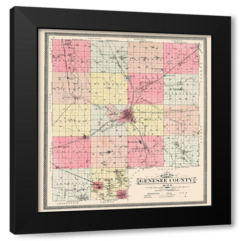 Genesee Michigan - Day 1899 Black Modern Wood Framed Art Print with Double Matting by Day