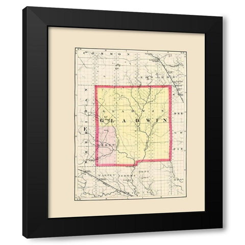 Gladwin Michigan - Walling 1873 Black Modern Wood Framed Art Print by Walling