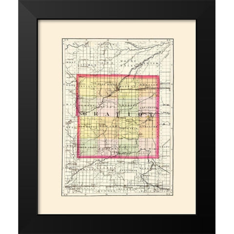 Gratiot Michigan - Walling 1873 Black Modern Wood Framed Art Print by Walling