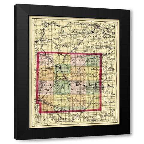 Hillsdale Michigan - Walling 1873 Black Modern Wood Framed Art Print with Double Matting by Walling