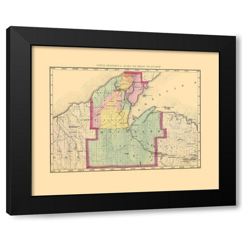 Houghton Michigan - Walling 1873 Black Modern Wood Framed Art Print with Double Matting by Walling