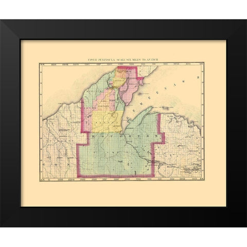 Houghton Michigan - Walling 1873 Black Modern Wood Framed Art Print by Walling