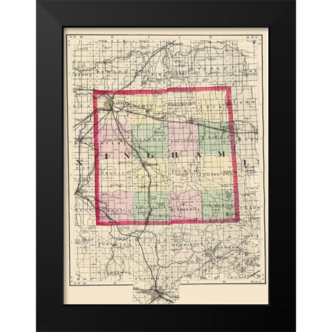 Ingham Michigan - Walling 1873 Black Modern Wood Framed Art Print by Walling