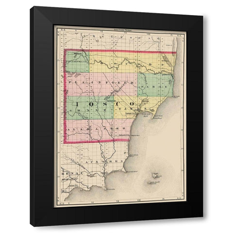 Iosco Michigan - Walling 1873 Black Modern Wood Framed Art Print with Double Matting by Walling