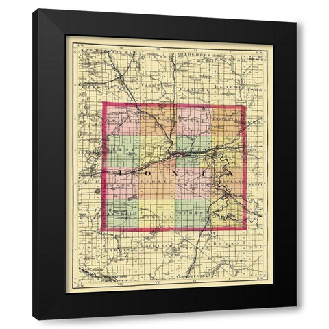 Ionia Michigan - Walling 1873 Black Modern Wood Framed Art Print with Double Matting by Walling