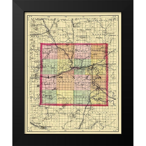 Ionia Michigan - Walling 1873 Black Modern Wood Framed Art Print by Walling
