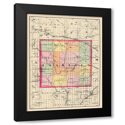 Isabella Michigan - Walling 1873 Black Modern Wood Framed Art Print with Double Matting by Walling