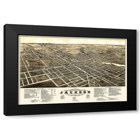 Jackson Michigan - Beck 1881 Black Modern Wood Framed Art Print by Beck
