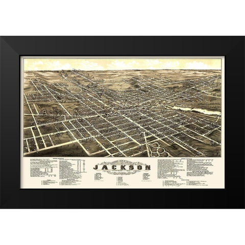 Jackson Michigan - Beck 1881 Black Modern Wood Framed Art Print by Beck