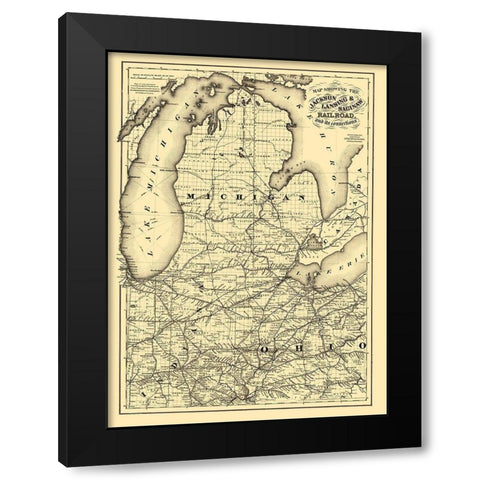 Jackson, Lansing and Saginaw Railroad - Colton Black Modern Wood Framed Art Print with Double Matting by Colton