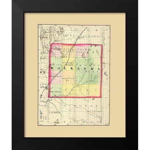 Kalkaska Michigan - Walling 1873 Black Modern Wood Framed Art Print by Walling