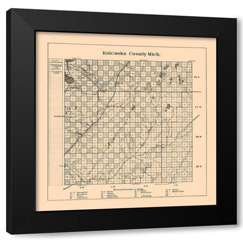 Kalcaska County Michigan - Frost 1878  Black Modern Wood Framed Art Print with Double Matting by Frost