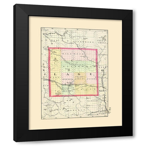 Lake Michigan - Walling 1873 Black Modern Wood Framed Art Print with Double Matting by Walling