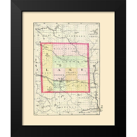 Lake Michigan - Walling 1873 Black Modern Wood Framed Art Print by Walling