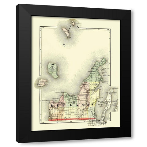 Leelanau Michigan - Walling 1873 Black Modern Wood Framed Art Print by Walling