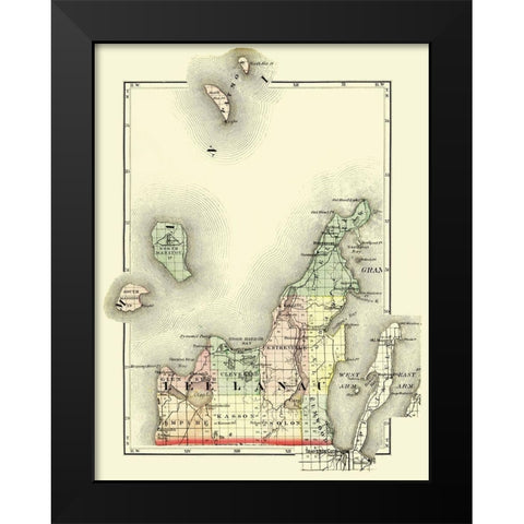 Leelanau Michigan - Walling 1873 Black Modern Wood Framed Art Print by Walling