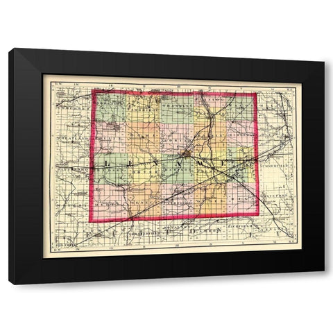 Lenawee Michigan - Walling 1873 Black Modern Wood Framed Art Print by Walling