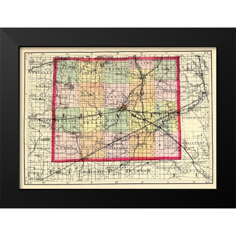 Lenawee Michigan - Walling 1873 Black Modern Wood Framed Art Print by Walling