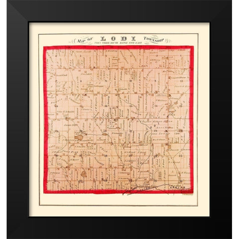 Lodi Michigan Landowner - Dewling 1874 Black Modern Wood Framed Art Print by Dewling