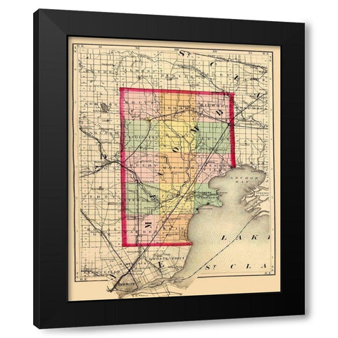 Macomb Michigan - Walling 1873 Black Modern Wood Framed Art Print with Double Matting by Walling