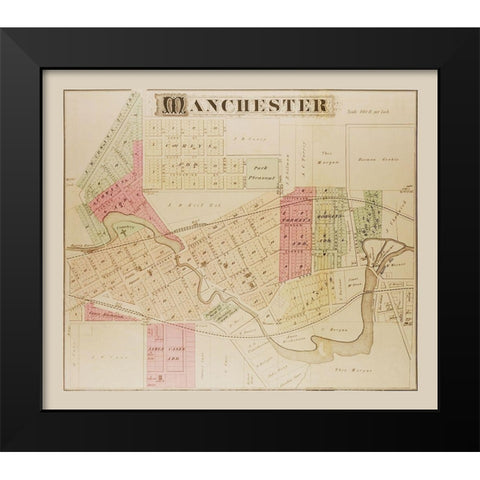 Manchester Michigan Landowner - Everts 1874 Black Modern Wood Framed Art Print by Everts