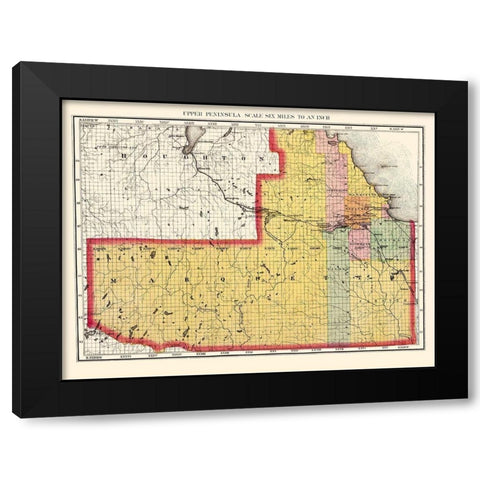 Marquette Michigan - Walling 1873 Black Modern Wood Framed Art Print with Double Matting by Walling