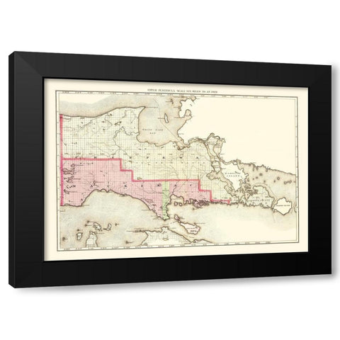 Mackinac Michigan - Walling 1873 Black Modern Wood Framed Art Print by Walling