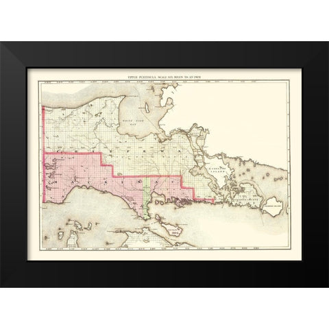 Mackinac Michigan - Walling 1873 Black Modern Wood Framed Art Print by Walling