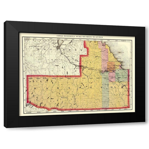 Marquette Michigan - Walling 1873 Black Modern Wood Framed Art Print by Walling