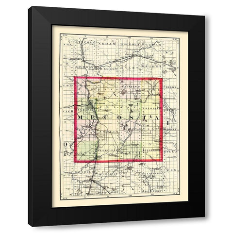 Mecosta Michigan - Walling 1873 Black Modern Wood Framed Art Print by Walling