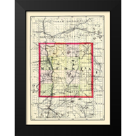 Mecosta Michigan - Walling 1873 Black Modern Wood Framed Art Print by Walling