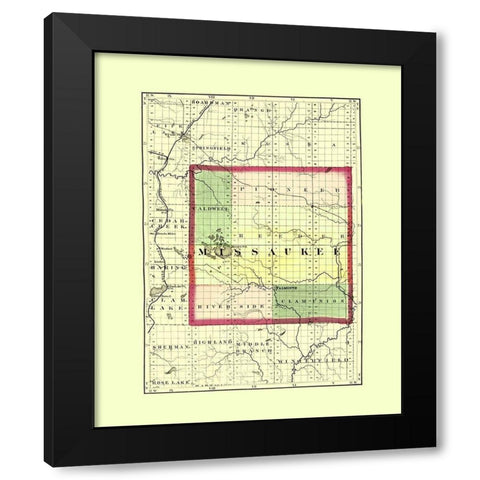 Missaukee Michigan - Walling 1873 Black Modern Wood Framed Art Print by Walling