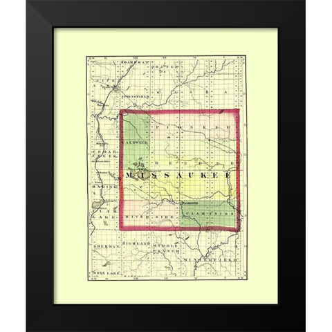 Missaukee Michigan - Walling 1873 Black Modern Wood Framed Art Print by Walling