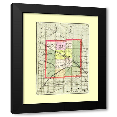 Midland Michigan - Walling 1873 Black Modern Wood Framed Art Print by Walling