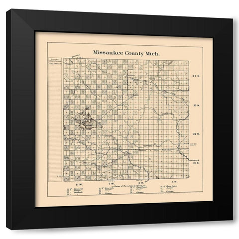 Missaukee County Michigan - Frost 1898  Black Modern Wood Framed Art Print with Double Matting by Frost