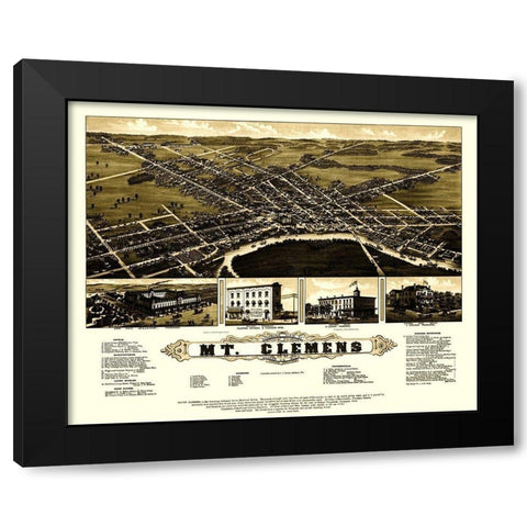 Mt Clemens Michigan - Beck 1881 Black Modern Wood Framed Art Print by Beck