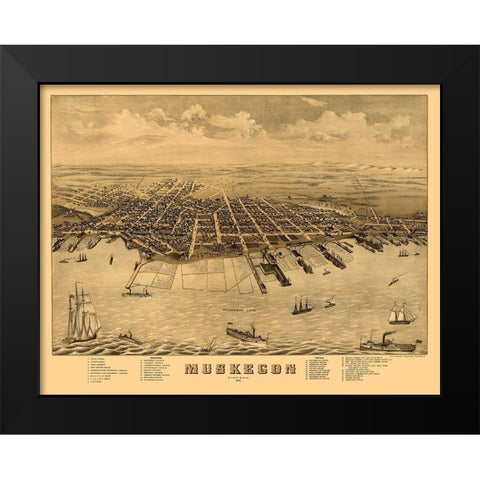 Muskegon Michigan - Ruger 1874  Black Modern Wood Framed Art Print by Ruger