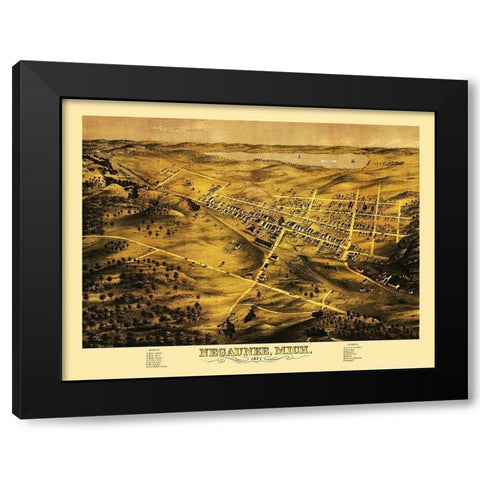 Negaunee Michigan - Bailey 1871 Black Modern Wood Framed Art Print by Bailey